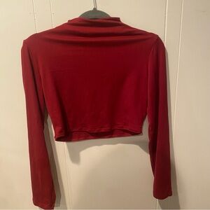 Love J Bold Red Long Sleeve Crop Top